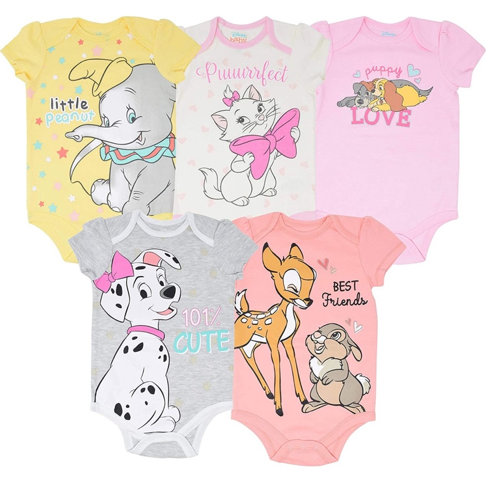 5 Disney Baby Onsies - girl